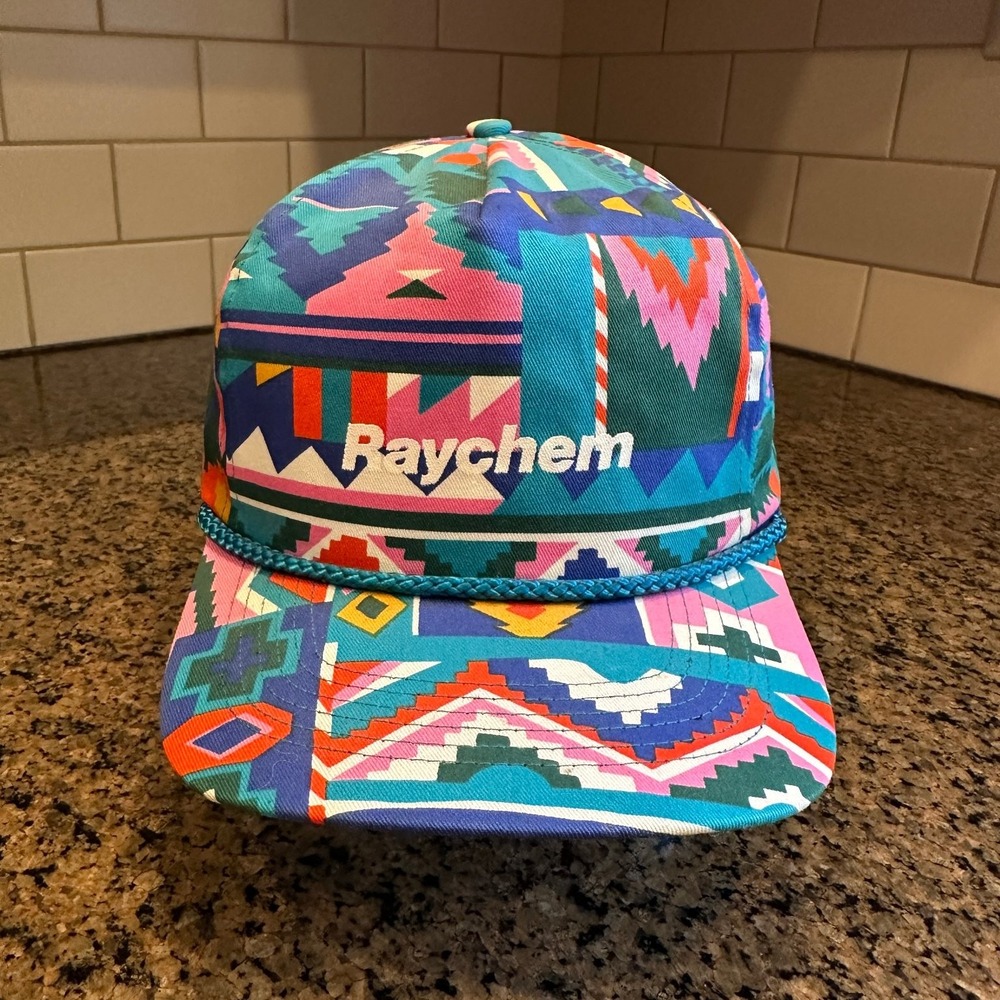 Vtg Raychem SAN SUN Geometric Aztec Snapback Hat Men's OSFA Multi-Color Cap